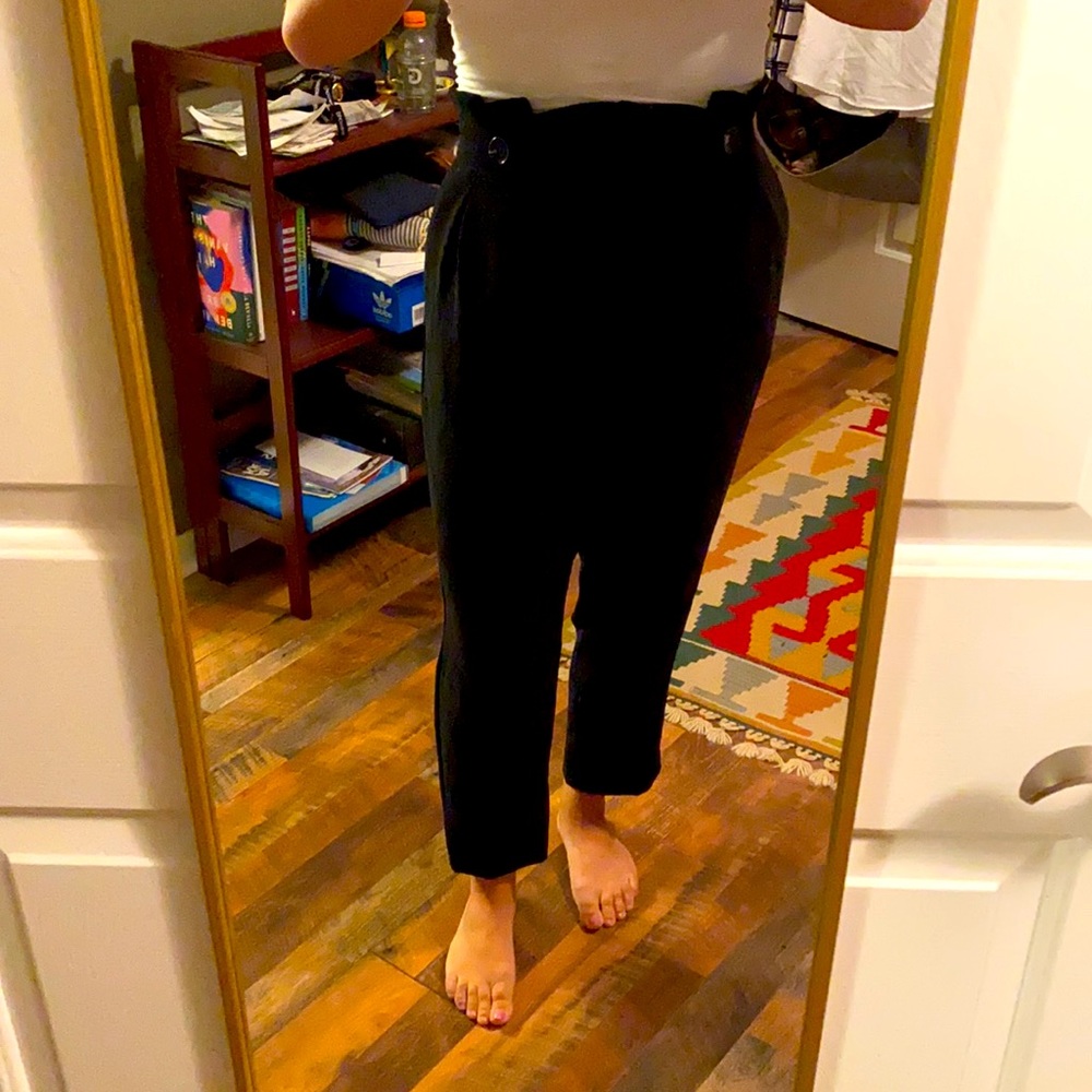 H&M high waisted paper bag slacks—black